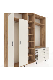 Hyperion Dolap 9 Raflı 3 Çekmeceli 2 Askılı 220x44x243 Çam-Aytaşı/Aytaşı