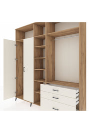 Hyperion Dolap 9 Raflı 3 Çekmeceli 2 Askılı 220x44x243 Çam-Aytaşı/Aytaşı