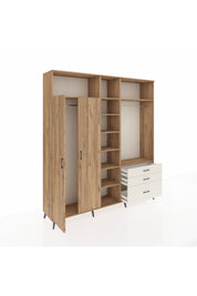 Hyperion Dolap 9 Raflı 3 Çekmeceli 2 Askılı 220x44x243 Çam-Çam/Aytaşı
