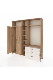 Hyperion Dolap 9 Raflı 3 Çekmeceli 2 Askılı 220x44x243 Çam-Çam/Aytaşı