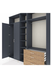 Hyperion Dolap 9 Raflı 3 Çekmeceli 2 Askılı 220x44x243 Antrasit-Antrasit/Çam