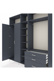 Hyperion Dolap 9 Raflı 3 Çekmeceli 2 Askılı 220x44x243 Antrasit-Antrasit/Antrasit