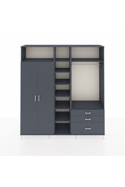 Hyperion Dolap 9 Raflı 3 Çekmeceli 2 Askılı 220x44x243 Antrasit-Antrasit/Antrasit