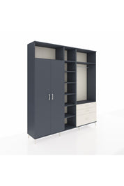 Hyperion Dolap 9 Raflı 3 Çekmeceli 2 Askılı 220x44x243 Antrasit-Antrasit/Aytaşı