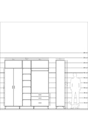 Hyperion Dolap 9 Raflı 3 Çekmeceli 2 Askılı 220x44x243 - S553M028V14B