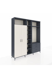 Hyperion Dolap 9 Raflı 3 Çekmeceli 2 Askılı 220x44x243 Antrasit-Aytaşı/Antrasit