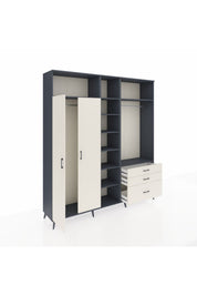 Hyperion Dolap 9 Raflı 3 Çekmeceli 2 Askılı 220x44x243 Antrasit-Aytaşı/Aytaşı