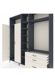 Hyperion Dolap 9 Raflı 3 Çekmeceli 2 Askılı 220x44x243 Antrasit-Aytaşı/Aytaşı