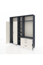 Hyperion Dolap 9 Raflı 3 Çekmeceli 2 Askılı 220x44x243 Antrasit-Aytaşı/Aytaşı