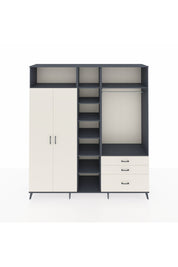 Hyperion Dolap 9 Raflı 3 Çekmeceli 2 Askılı 220x44x243 Antrasit-Aytaşı/Aytaşı