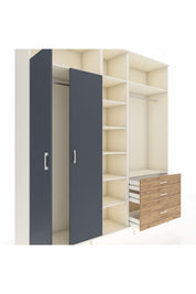 Hyperion Dolap 9 Raflı 3 Çekmeceli 2 Askılı 220x44x243 Aytaşı-Antrasit/Çam