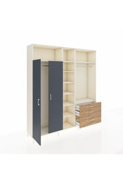 Hyperion Dolap 9 Raflı 3 Çekmeceli 2 Askılı 220x44x243 Aytaşı-Antrasit/Çam