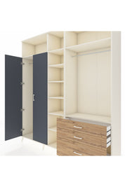 Hyperion Dolap 9 Raflı 3 Çekmeceli 2 Askılı 220x44x243 Aytaşı-Antrasit/Çam