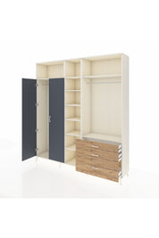 Hyperion Dolap 9 Raflı 3 Çekmeceli 2 Askılı 220x44x243 Aytaşı-Antrasit/Çam