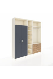 Hyperion Dolap 9 Raflı 3 Çekmeceli 2 Askılı 220x44x243 Aytaşı-Antrasit/Çam