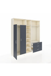 Hyperion Dolap 9 Raflı 3 Çekmeceli 2 Askılı 220x44x243 Aytaşı-Antrasit/Antrasit