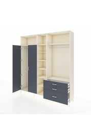 Hyperion Dolap 9 Raflı 3 Çekmeceli 2 Askılı 220x44x243 Aytaşı-Antrasit/Antrasit