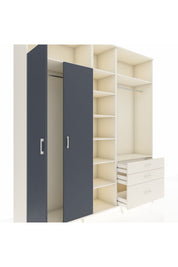 Hyperion Dolap 9 Raflı 3 Çekmeceli 2 Askılı 220x44x243 Aytaşı-Antrasit/Aytaşı