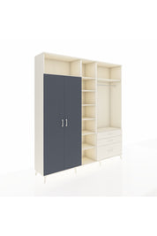 Hyperion Dolap 9 Raflı 3 Çekmeceli 2 Askılı 220x44x243 Aytaşı-Antrasit/Aytaşı