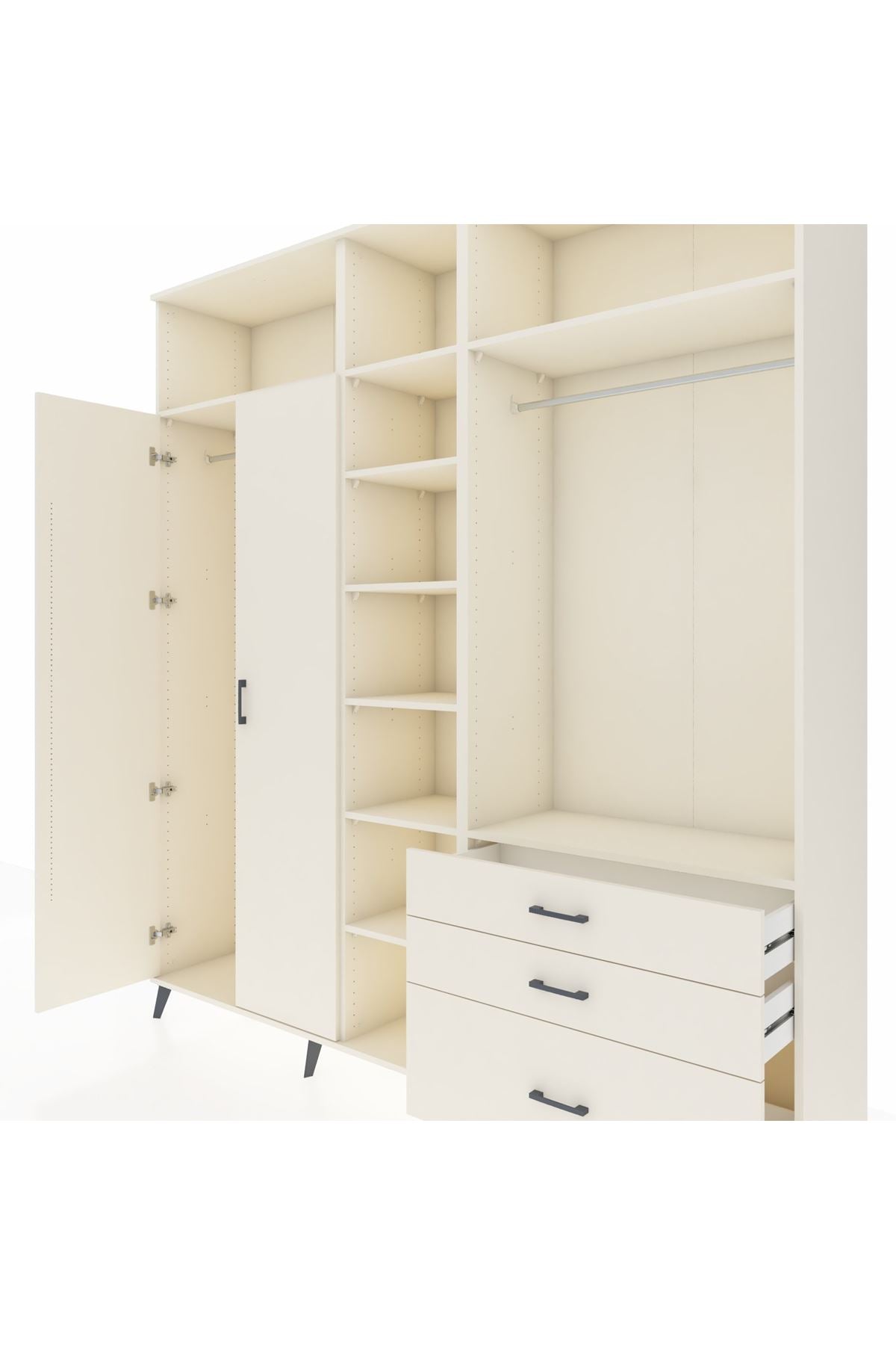 Hyperion Dolap 9 Raflı 3 Çekmeceli 2 Askılı 220x44x243 Aytaşı-Aytaşı/Aytaşı