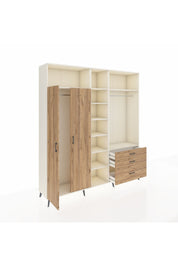 Hyperion Dolap 9 Raflı 3 Çekmeceli 2 Askılı 220x44x243 Aytaşı-Çam/Çam