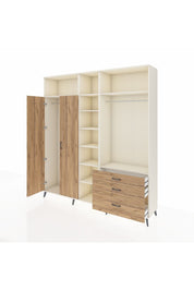 Hyperion Dolap 9 Raflı 3 Çekmeceli 2 Askılı 220x44x243 Aytaşı-Çam/Çam