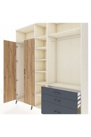 Hyperion Dolap 9 Raflı 3 Çekmeceli 2 Askılı 220x44x243 Aytaşı-Çam/Antrasit