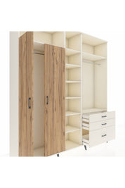 Hyperion Dolap 9 Raflı 3 Çekmeceli 2 Askılı 220x44x243 Aytaşı-Çam/Aytaşı