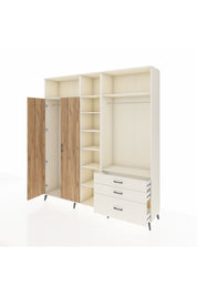Hyperion Dolap 9 Raflı 3 Çekmeceli 2 Askılı 220x44x243 Aytaşı-Çam/Aytaşı