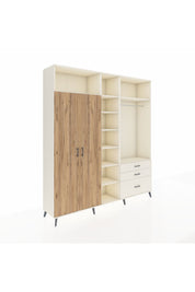 Hyperion Dolap 9 Raflı 3 Çekmeceli 2 Askılı 220x44x243 Aytaşı-Çam/Aytaşı