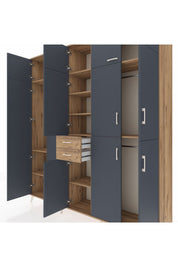 Hyperion Dolap 10 Raflı 2 Çekmeceli 3 Askılı 220x44x243 Çam-Antrasit/Çam