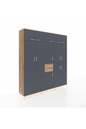 Hyperion Dolap 10 Raflı 2 Çekmeceli 3 Askılı 220x44x243 Çam-Antrasit/Çam