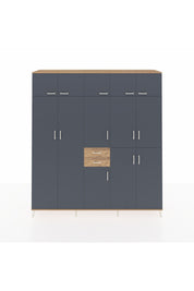 Hyperion Dolap 10 Raflı 2 Çekmeceli 3 Askılı 220x44x243 Çam-Antrasit/Çam