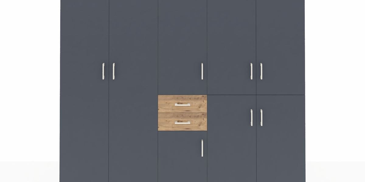 Hyperion Dolap 10 Raflı 2 Çekmeceli 3 Askılı 220x44x243 - S553M027V27B