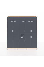 Hyperion Dolap 10 Raflı 2 Çekmeceli 3 Askılı 220x44x243 Çam-Antrasit/Antrasit