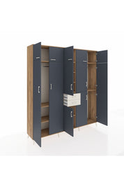 Hyperion Dolap 10 Raflı 2 Çekmeceli 3 Askılı 220x44x243 Çam-Antrasit/Aytaşı