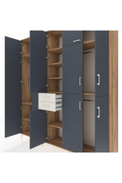 Hyperion Dolap 10 Raflı 2 Çekmeceli 3 Askılı 220x44x243 Çam-Antrasit/Aytaşı