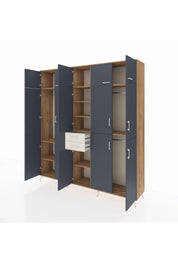 Hyperion Dolap 10 Raflı 2 Çekmeceli 3 Askılı 220x44x243 Çam-Antrasit/Aytaşı