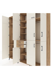 Hyperion Dolap 10 Raflı 2 Çekmeceli 3 Askılı 220x44x243 Çam-Aytaşı/Çam