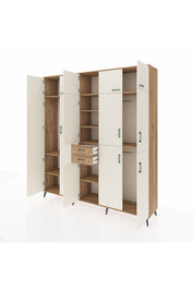 Hyperion Dolap 10 Raflı 2 Çekmeceli 3 Askılı 220x44x243 Çam-Aytaşı/Çam