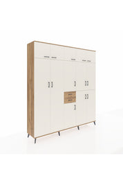 Hyperion Dolap 10 Raflı 2 Çekmeceli 3 Askılı 220x44x243 Çam-Aytaşı/Çam