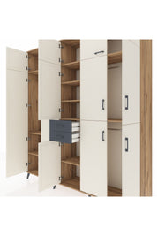 Hyperion Dolap 10 Raflı 2 Çekmeceli 3 Askılı 220x44x243 Çam-Aytaşı/Antrasit