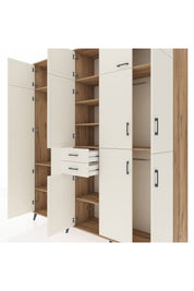 Hyperion Dolap 10 Raflı 2 Çekmeceli 3 Askılı 220x44x243 Çam-Aytaşı/Aytaşı
