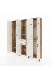 Hyperion Dolap 10 Raflı 2 Çekmeceli 3 Askılı 220x44x243 Çam-Aytaşı/Aytaşı