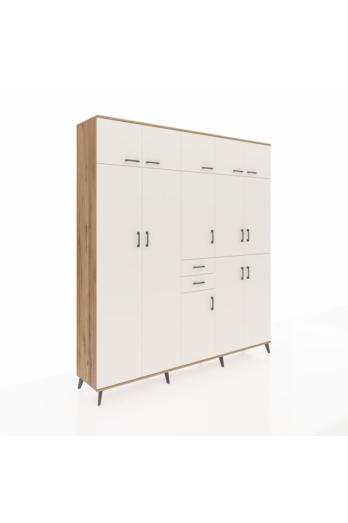 Hyperion Dolap 10 Raflı 2 Çekmeceli 3 Askılı 220x44x243 Çam-Aytaşı/Aytaşı