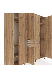 Hyperion Dolap 10 Raflı 2 Çekmeceli 3 Askılı 220x44x243 Çam-Çam/Çam