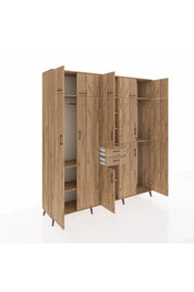 Hyperion Dolap 10 Raflı 2 Çekmeceli 3 Askılı 220x44x243 Çam-Çam/Çam