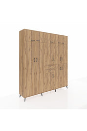 Hyperion Dolap 10 Raflı 2 Çekmeceli 3 Askılı 220x44x243 Çam-Çam/Çam