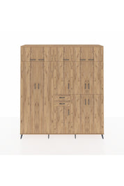 Hyperion Dolap 10 Raflı 2 Çekmeceli 3 Askılı 220x44x243 Çam-Çam/Çam