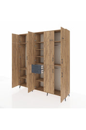 Hyperion Dolap 10 Raflı 2 Çekmeceli 3 Askılı 220x44x243 Çam-Çam/Antrasit